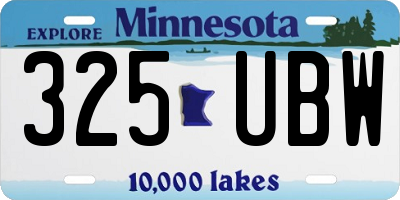 MN license plate 325UBW
