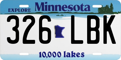 MN license plate 326LBK