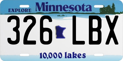 MN license plate 326LBX
