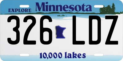 MN license plate 326LDZ