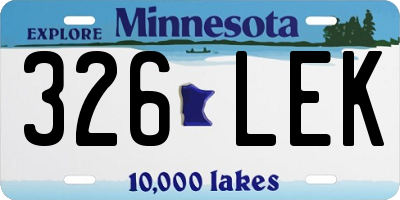 MN license plate 326LEK