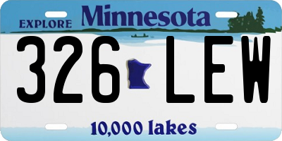 MN license plate 326LEW