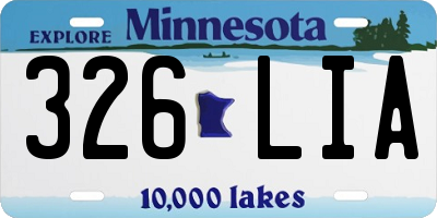 MN license plate 326LIA
