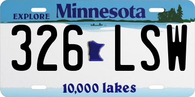 MN license plate 326LSW