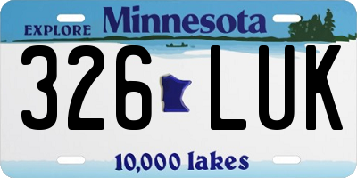MN license plate 326LUK