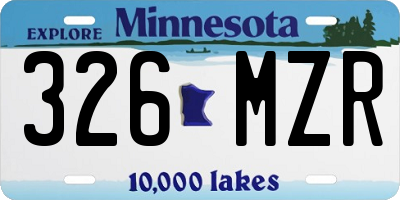 MN license plate 326MZR
