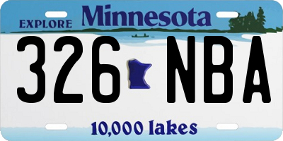 MN license plate 326NBA