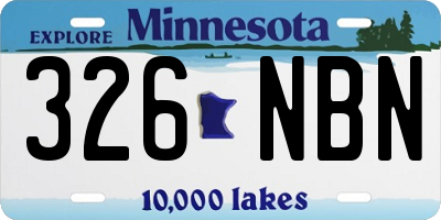 MN license plate 326NBN