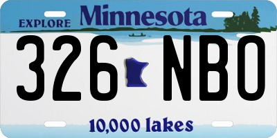 MN license plate 326NBO