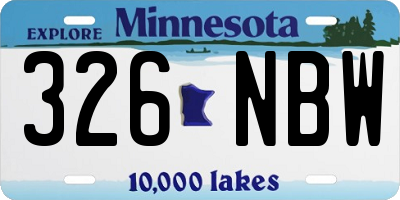 MN license plate 326NBW