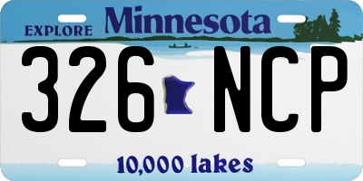 MN license plate 326NCP