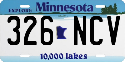 MN license plate 326NCV