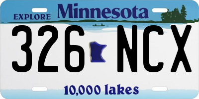 MN license plate 326NCX