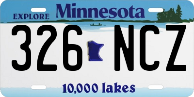 MN license plate 326NCZ