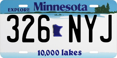 MN license plate 326NYJ