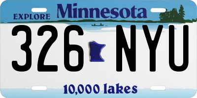 MN license plate 326NYU