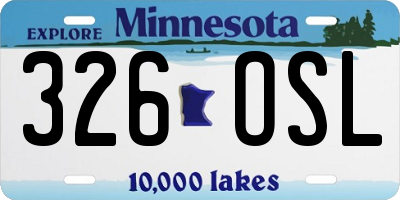 MN license plate 326OSL