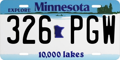 MN license plate 326PGW