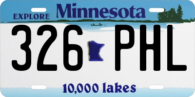 MN license plate 326PHL
