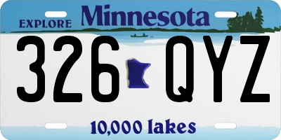 MN license plate 326QYZ