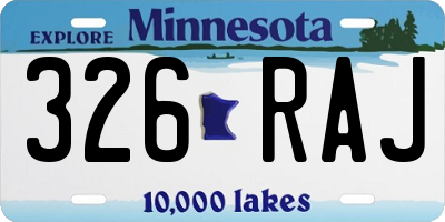 MN license plate 326RAJ