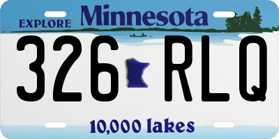 MN license plate 326RLQ