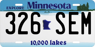 MN license plate 326SEM