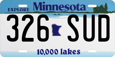 MN license plate 326SUD