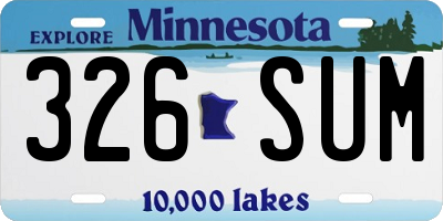MN license plate 326SUM