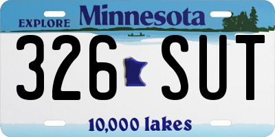 MN license plate 326SUT