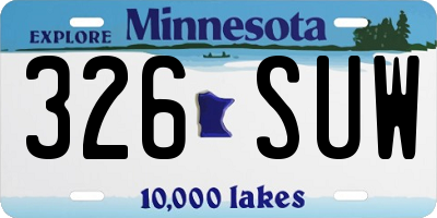 MN license plate 326SUW