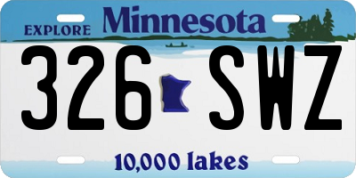 MN license plate 326SWZ