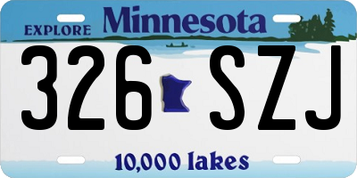 MN license plate 326SZJ