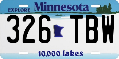 MN license plate 326TBW