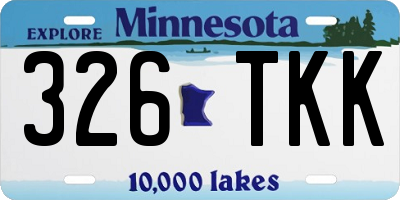 MN license plate 326TKK