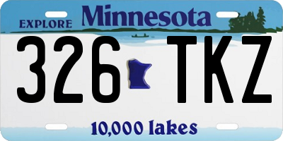 MN license plate 326TKZ