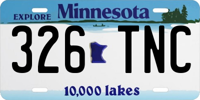 MN license plate 326TNC