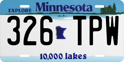 MN license plate 326TPW