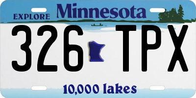 MN license plate 326TPX