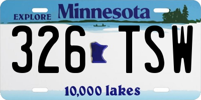 MN license plate 326TSW