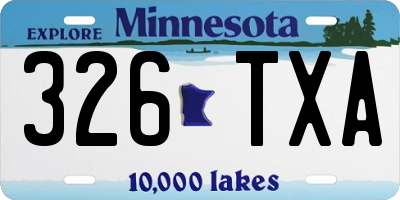 MN license plate 326TXA