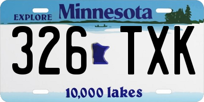 MN license plate 326TXK