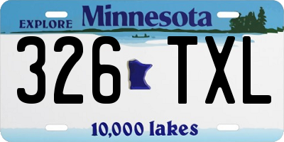 MN license plate 326TXL