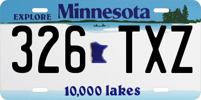 MN license plate 326TXZ