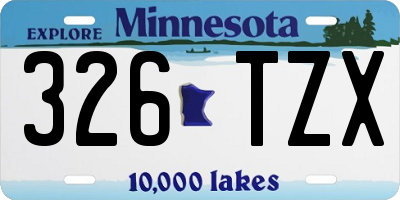 MN license plate 326TZX