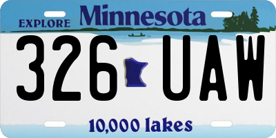 MN license plate 326UAW