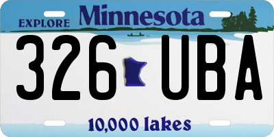 MN license plate 326UBA