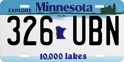 MN license plate 326UBN