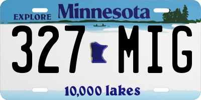 MN license plate 327MIG
