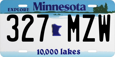 MN license plate 327MZW